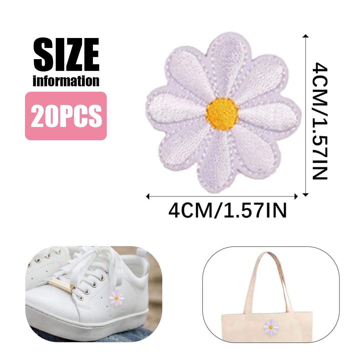 22 Pezzi Toppe Termoadesive Margherite, 4.1 cmx 4.1 cm Simpatiche Toppe Ricamate a Forma di Fiore, Applique Fiori di Girasole per Cucire, Patch Thermocollant Fleurs Mixtes per Jeans, Camicie e Ricami