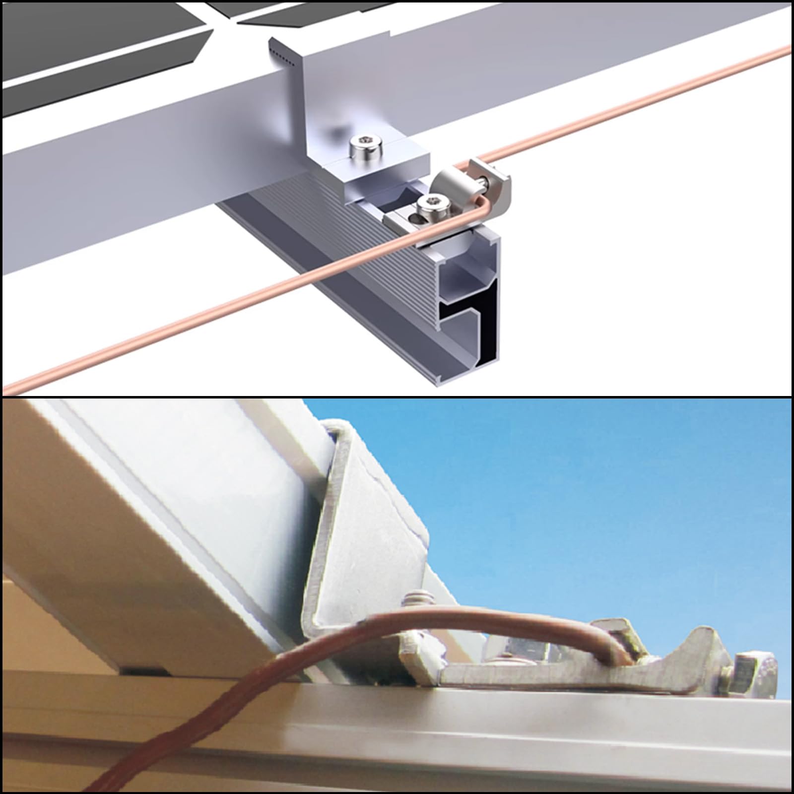 YOUNTHYE 22 Pezzi Morsetto Di Messa A Terra, Capocorda Di Messa A Terra Standard Per Pannelli Solari, Supporto Per Moduli Fotovoltaici, Alluminio Nichelato, Argento