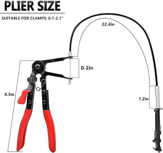 3Pc Hose Clamp Removal Tool Kit with Long Wire Spring Hose Clamp for Car Coolant Radiator Heater and Water Hose with Flat or Large Clamps