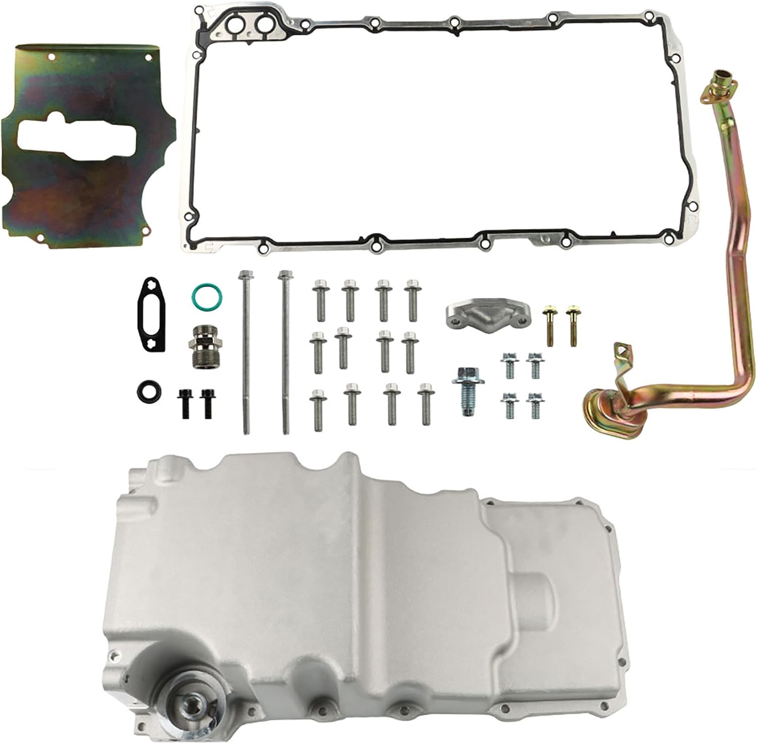 Silscvtt Aluminum Oil Pan Kit Low Profile Ls Oil Pan Replacement for Classic Car Muscle Car Trucks LS1 LS2 LS3 LS6 LSX Engines 1955-1987 302-1