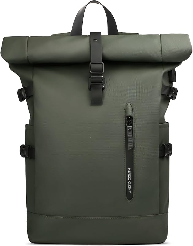 hk Rolltop Vízálló Hátizsák 27L - 15,6" Laptoptartóval, USB Porttal, Lopásbiztos Kialakítás, Unisex Városi Táska Egyetemre, Utazáshoz, Zöld