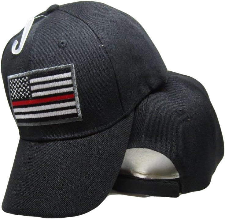 AES Lot of 6 Thin Red Line USA Fire Department American Black Embroidered Cap Hat