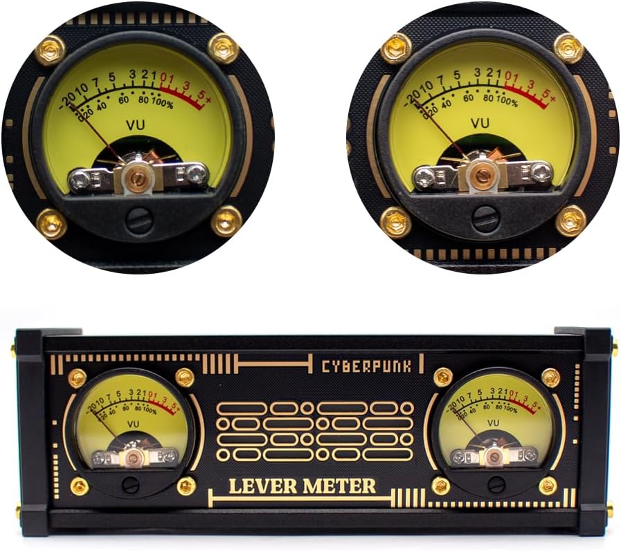 Sound-Activated VU Meter Tabletop Decor with RGB Backlight Desktop Audio Level Indicator Plug-and-Play Music Visualizer