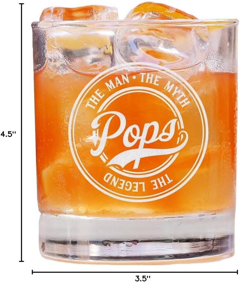 Pops The Man The Myth The Legend Whiskey Glass, Gifts For Grandfather, Papa, Dad, Him, Christmas, Birthday, Father's Day For Pops From Daughter, Son - Image 3