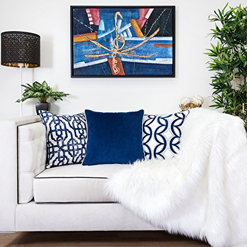 Home Accent Pillows Homey Cozy Plush Velvet Throw Pillow Cover,Blue Series Indigo Soft Fuzzy Cozy Warm Slik Decorative Square Couch Cushion Pillow Case 20 X 20 Inch, Cover Only #TOP6