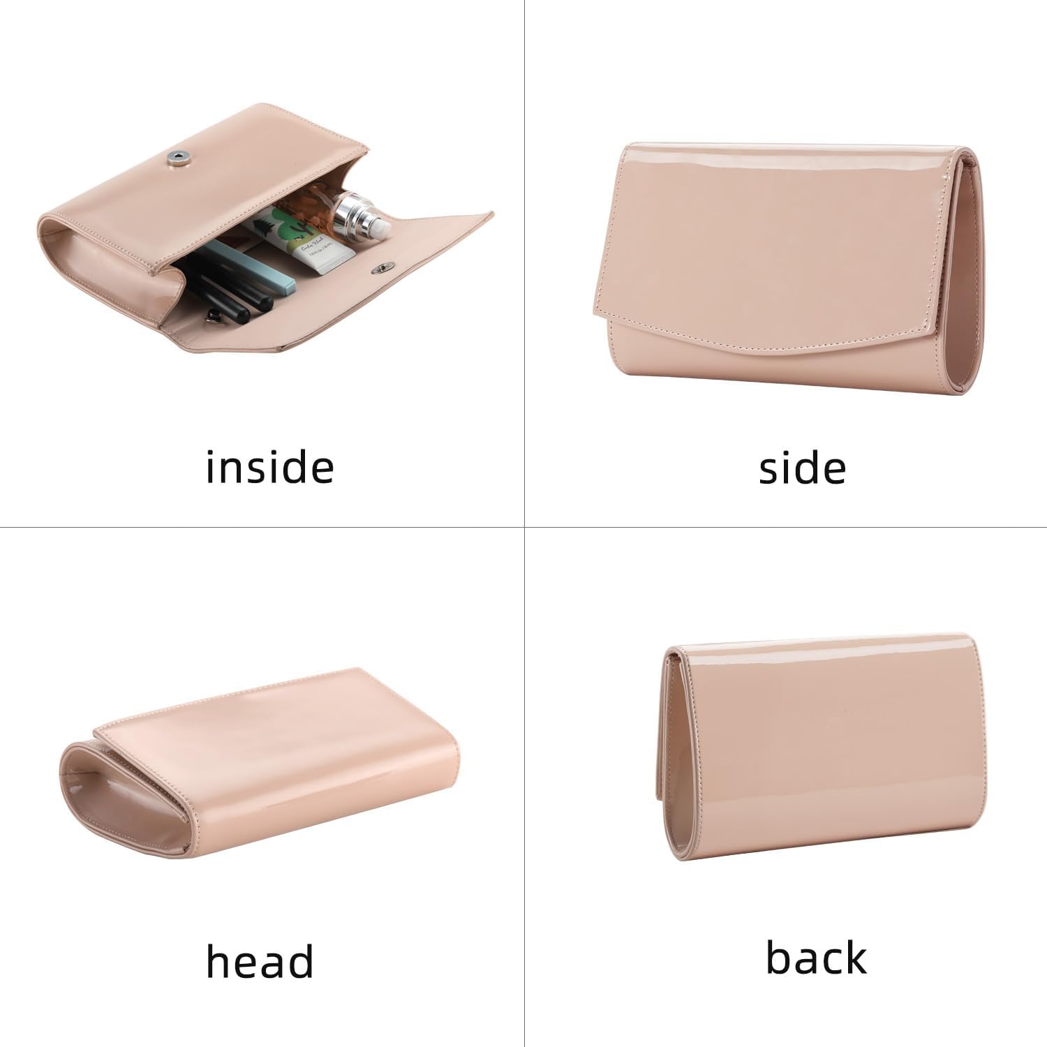 WALLYN'S Women Patent Leather Wallets Fashion Clutch Purses, Evening Bag Handbag Solid Color | Fashion - Image 5