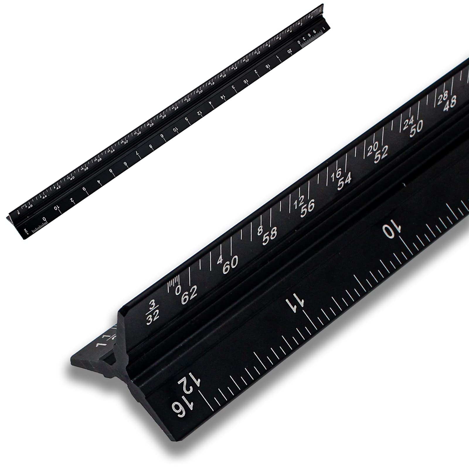 12 Inch Architectural Scale Ruler, Aluminum Metal Engineers Triangle