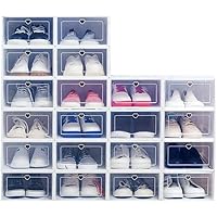20 Cajas de Almacenamiento de Zapatos de Plástico Transparente Cajón Apilable Plegable Durable 33*23*14cm