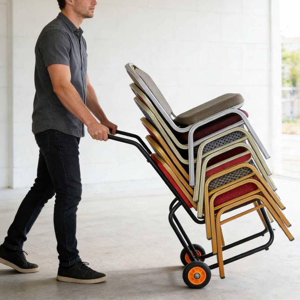 Carrito de silla comercial, carrito apilable resistente para almacenamiento y transporte
