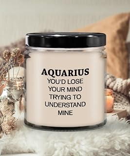 Aquarius Candle Gift Vanilla Scented 9oz Jar Funny Zodiac Sign