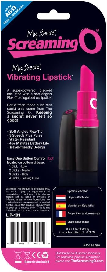 Screaming O - Vibrating Lipstick | Bullet Vibrator, Waterproof Mini Vibrator | Vibrator Bullet, Iconic Vibrating Sex Toy | Discreet Vibrator Bullet Women Toy, Personal Stimulator | Bullet Sex Toy