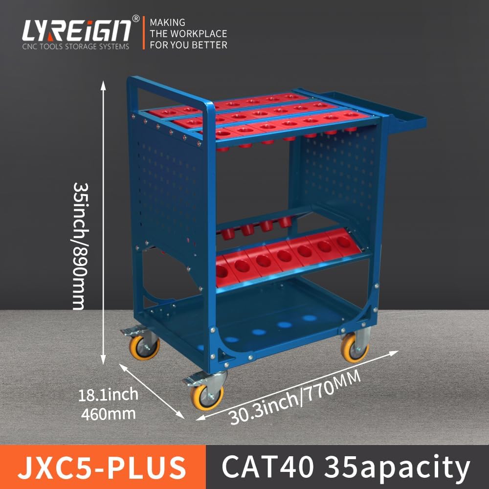 CNC Tool Holder Cart,Cat 40 Tool Storage Cart for Warehouses and Machining Centers,BT/CAT40-35CAP,Blue image 2