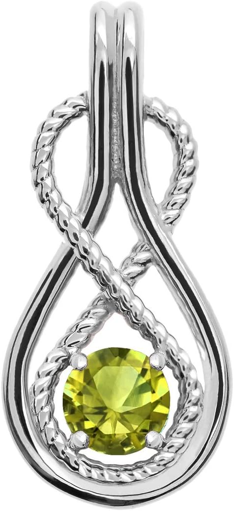 Infinity Rope August Birthstone Peridot 14k White Gold Pendant