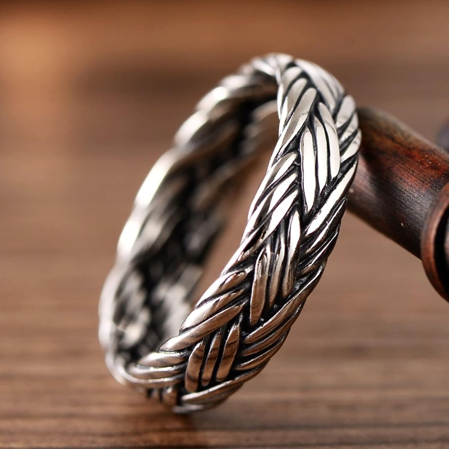Wedding Rings for Men and Women,Rings 925 Sterling Silver Braided Vintage 5MM Rings Unisex Silver