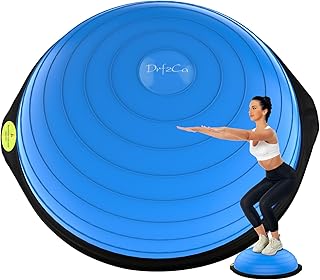 Balance Ball Trainer-Half Ball for Yoga with Resistance Band and Foot Pump, Improve Workout Half Balance Ball,Exercise Balance Ball for Stability Training and Home Gym