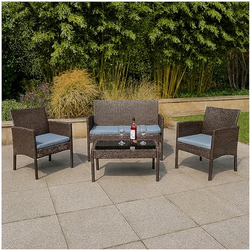 HTI living 4-teiliges Polyrattan Lounge-Set mit Tisch Gartenmöbel Set Zita braun Terrassenmöbel Loungemöbel Outdoor Möbel