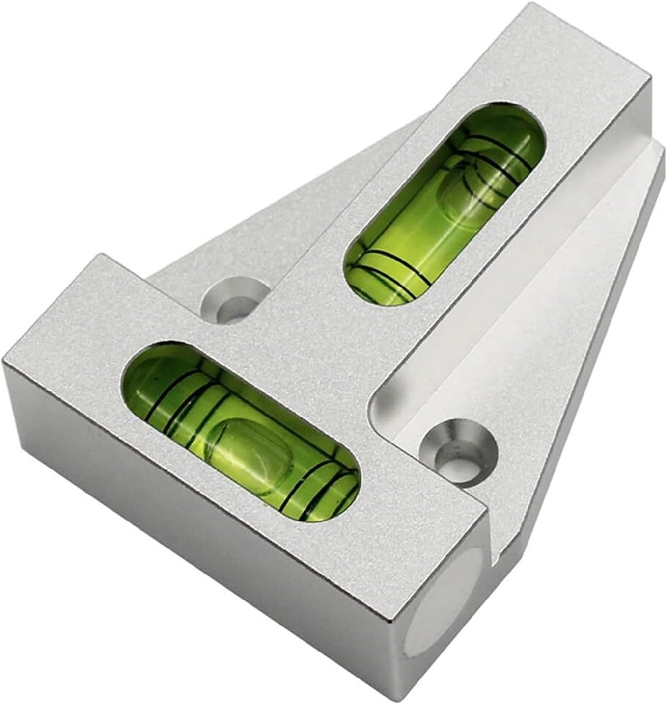 T-Type Dual-Axis Spirit Level - Mini Aluminum Bubble Level for XY Horizontal Measurement, Silver (1 Piece)