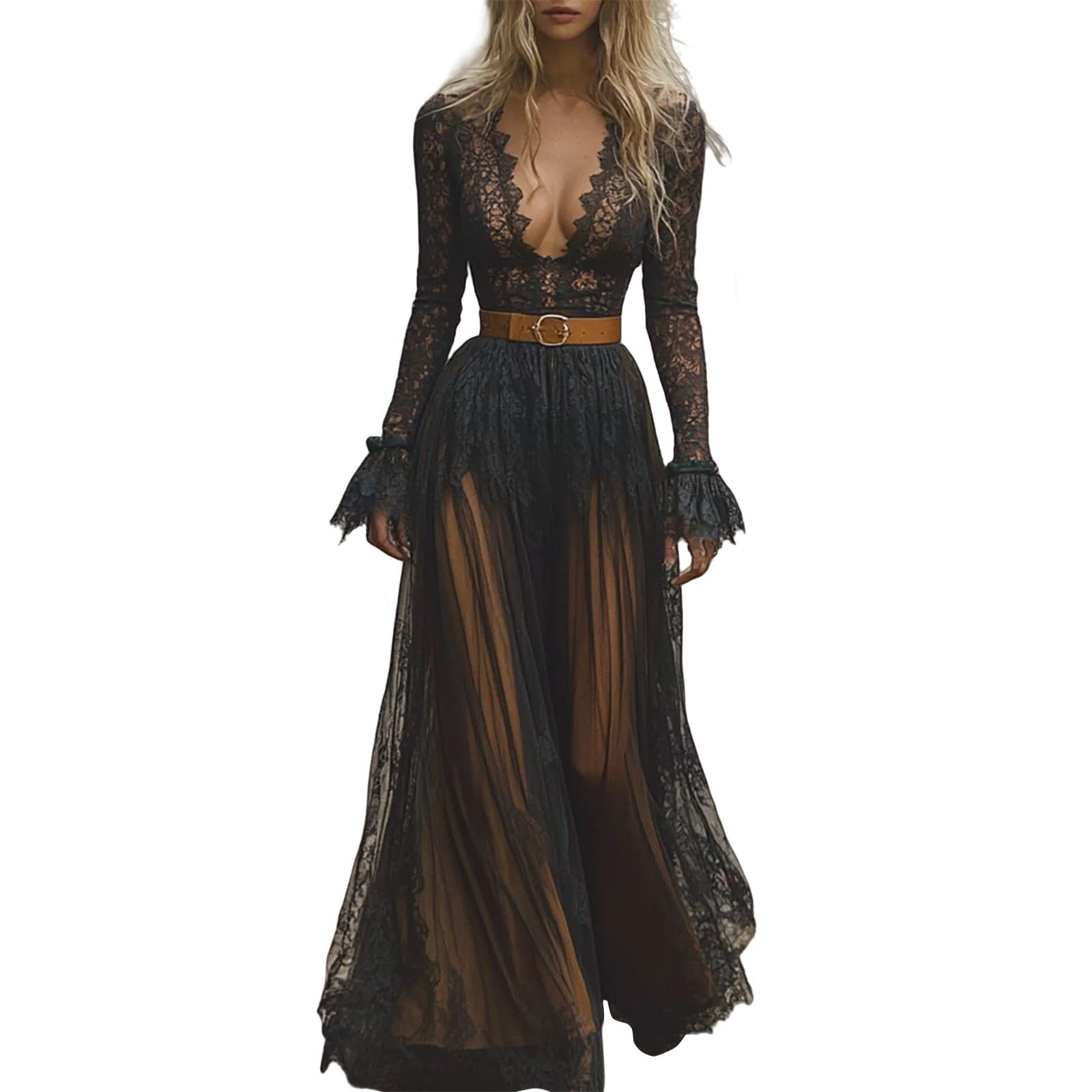 Black Women's Vintage Western Cowboy Dress, Off-Shoulder Flare Prairie Dress with Floral Lace Trim, 70s Retro Cowgirl Party Dresses for Halloween, Cosplay, Themed Events & Music Festivals