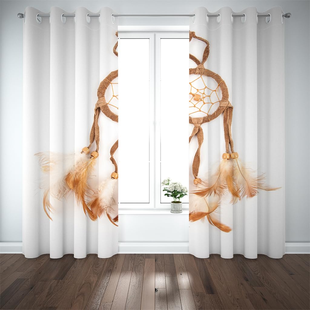 Traumfänger Vorhänge mit Ösen Vorhang Blickdicht Schiebevorhänge, Schlafzimmer Wohnzimmer & Kinderzimmer Deko ﻿ (B117 x H228 cm (2er Pack),Gelb)