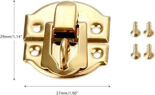 Miniatura 5 de 10 cerrojos de caja dorada, Yetaha, 1.06 x 1.14 pulgadas, cierres de cerradura antiguos, cierre de pestillo para caja de joyas, maleta, pestillo