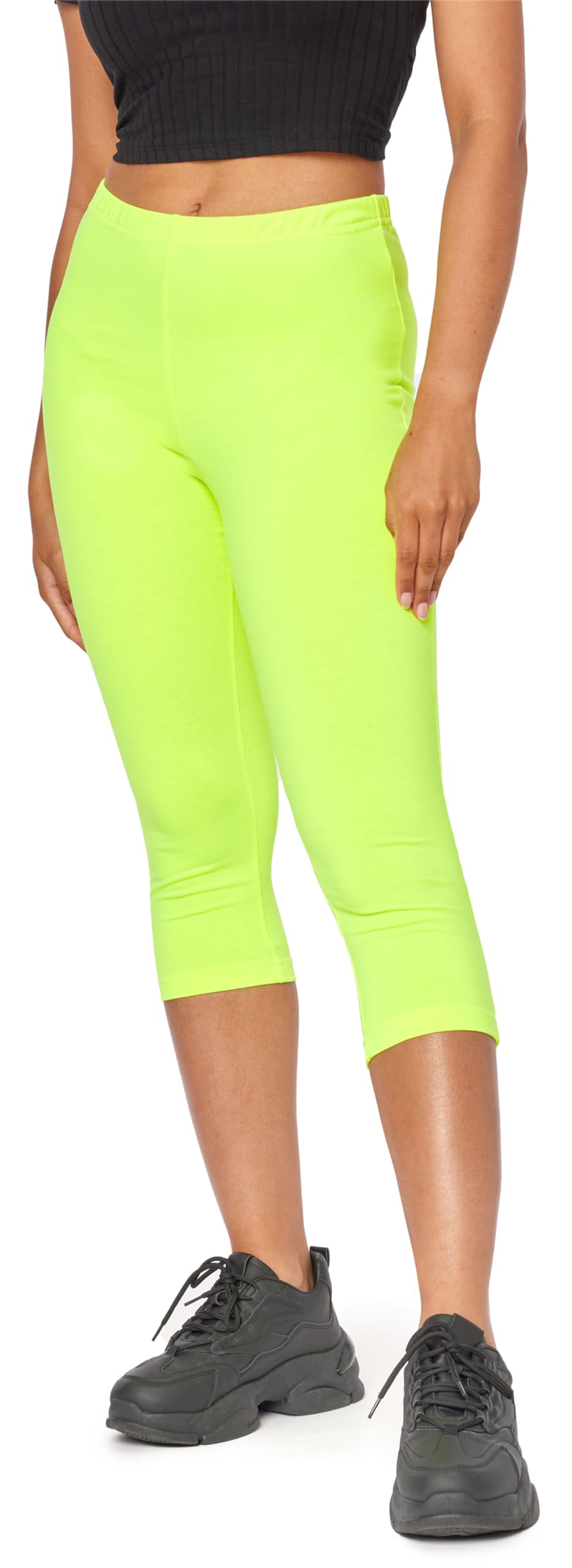 Bellivalini Neon Leggings Damen 3/4 mit Naht, Gym Damen Leggings, Knallige Hosen ideal als Festival Outfit oder Teil von einem 80er Jahre Outfit BLV50-302