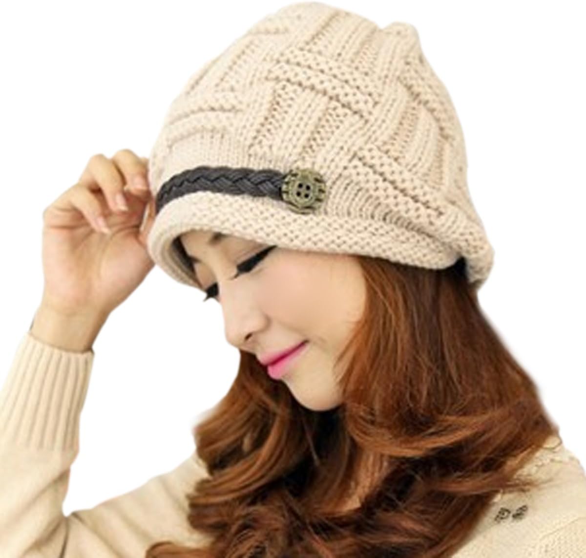 Bonnet Tricoté Bordeaux Béret Polyvalent En Laine Tricotée [G59