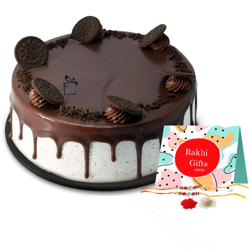 EG2i Chocolate Oreo Cake with Rakhi for Brother | Delicious Creamy Chocolate Cake with Oreo Topping | Raksha Bandhan Gift Combo for Siblings | Same Day Delivery Available-image-20