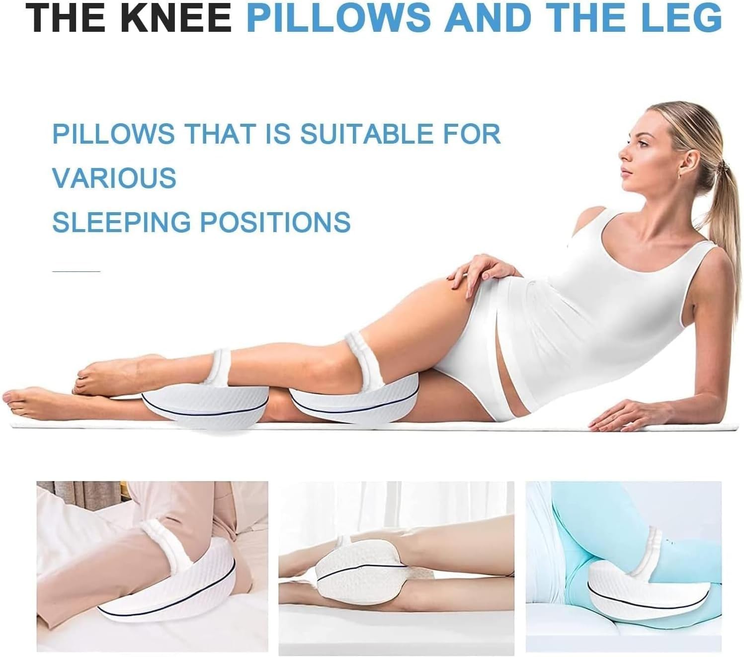 Leg Pillow, Additional Give Away Value Spare Pillowcase, Knee Pillow for Side Sleepers, Leg Pillows for Sleeping, Knee Cushion for Sleeping, Suitable for Relieving Leg, Back, Knee Pa, White, One Size