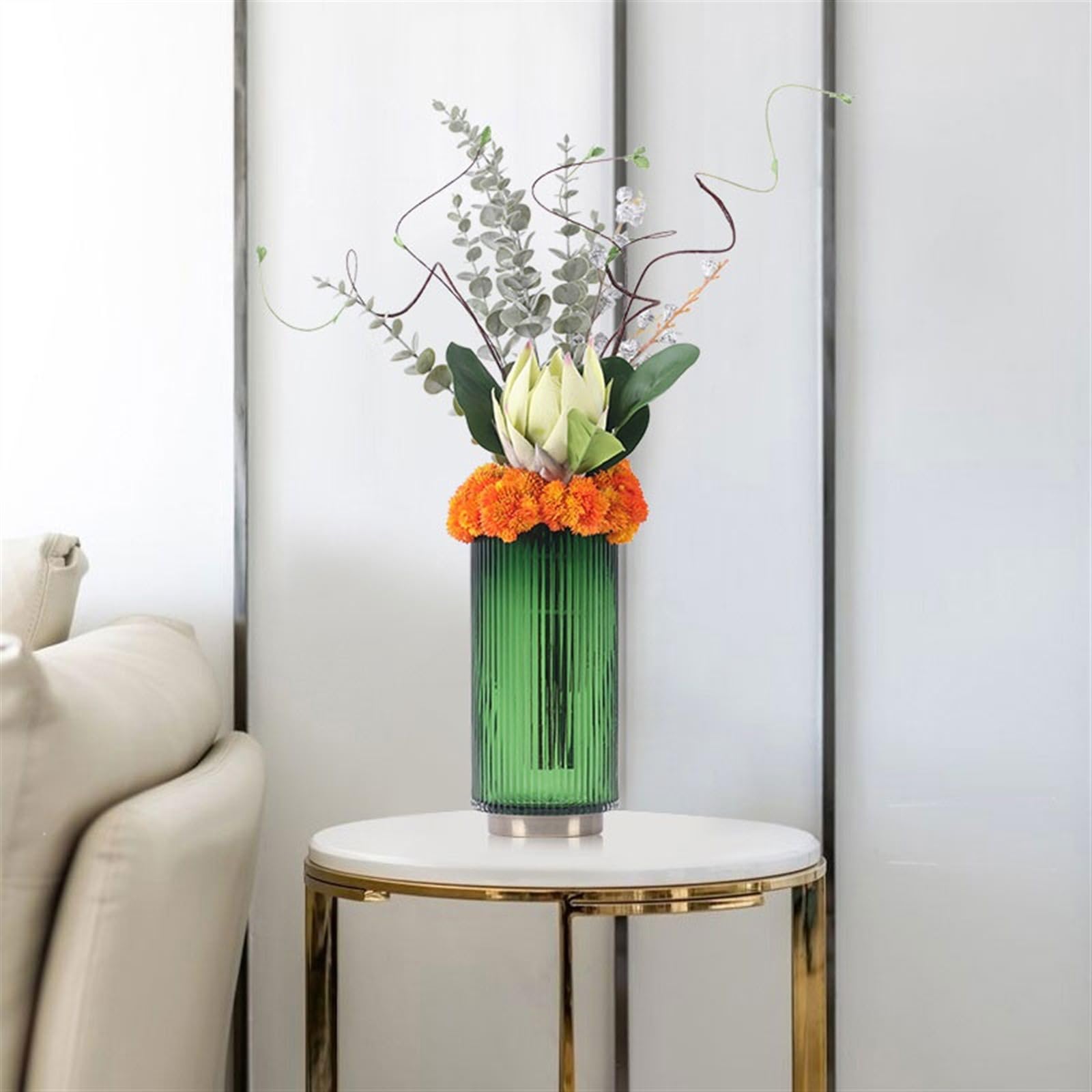 Arreglo Floral Artificial Florero de Lujo Ligero for Manualidades, simulación Moderna, arreglo Plantas, decoración Interior del hogar for Sala Estar