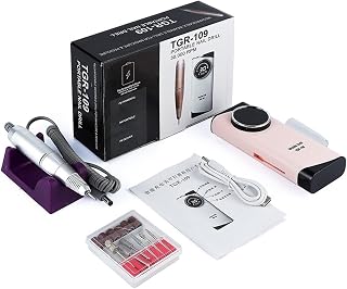 Máquina elétrica de furar pregos Máquina de manicure de broca de unha recarregável 30000 RPM, removedor de polimento de gel de unha profissional conjunto de broca sem fio arte de unha voz baixa Baixo