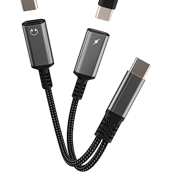 USB C Headphone Adapter 2 in 1 Double Plug Splitter Type-C Charging Cable PD Charging Adapter AUX DAC Audio Cable Socket Connector Dual Port Mobile Phone Headphone Compatible with Samsung for Apple iPhone 15 tp-2tp