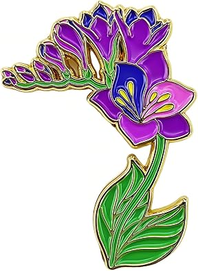 Purple Freesia Enamel Pin Badge, Iridaceae Flower Lapel Pin,Gift for Her/Him
