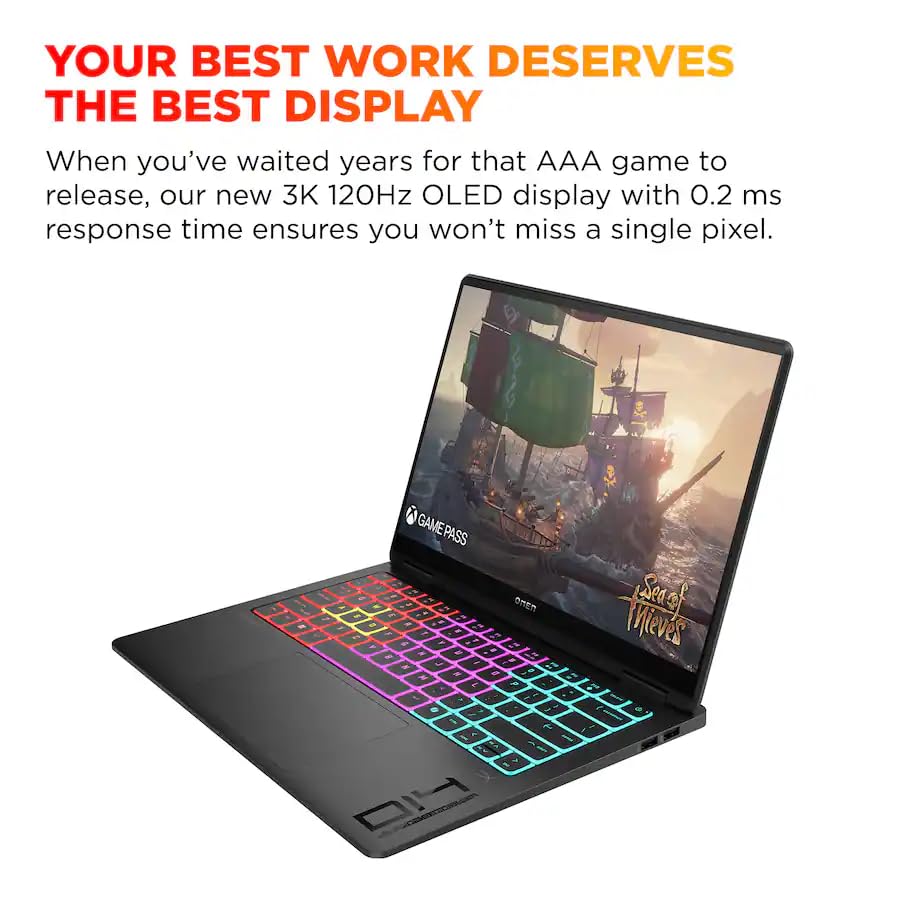 Image of HP OMEN Transcend 14 inch 120Hz 3K OLED Gaming Laptop - Intel Core Ultra 7-255H - NVIDIA GeForce RTX 5060-W /Mouse pad (32GB RAM | 4TB PCIe SSD)