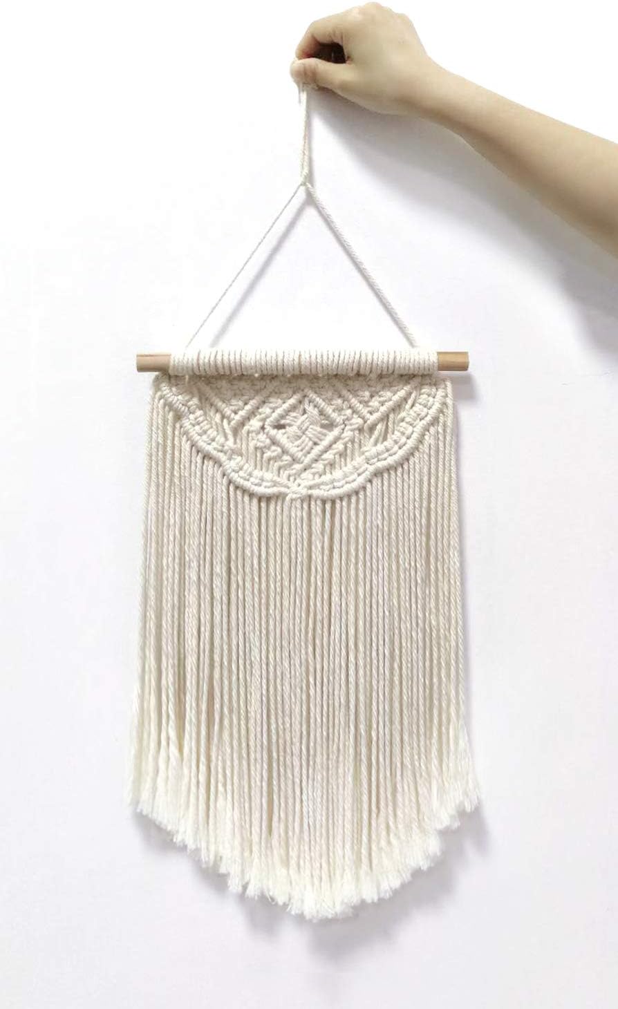 Dahey 2 Pcs Macrame Wall Hanging Small Woven Tapestry Wall Art Decor,Boho Chic Home Decor Apartment Dorm Room Party Decoration,18" L×10" W and 15" L×10" W