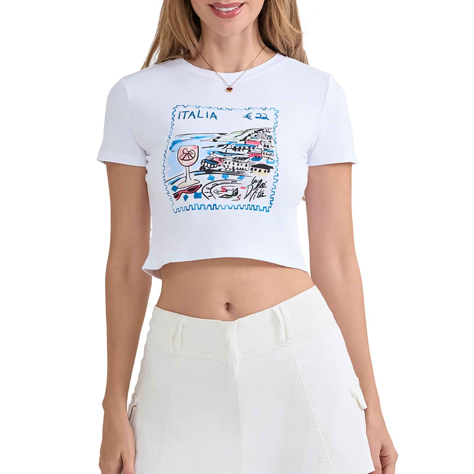 Graphic Baby Tees for Women Y2K Teen Girls Cute Print Short Sleeve Slim Fit Crop top Vintage Aesthetic Summer Shirts Letter Print