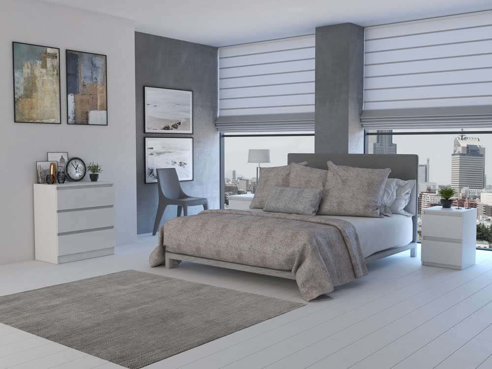 VBChome Commode met 3 laden, 70 x 40 x 77 cm, mat wit, greeploze ladekast, multifunctionele kast voor hal, slaapkamer, woonkamer, kinderkamer, modern, mat wit