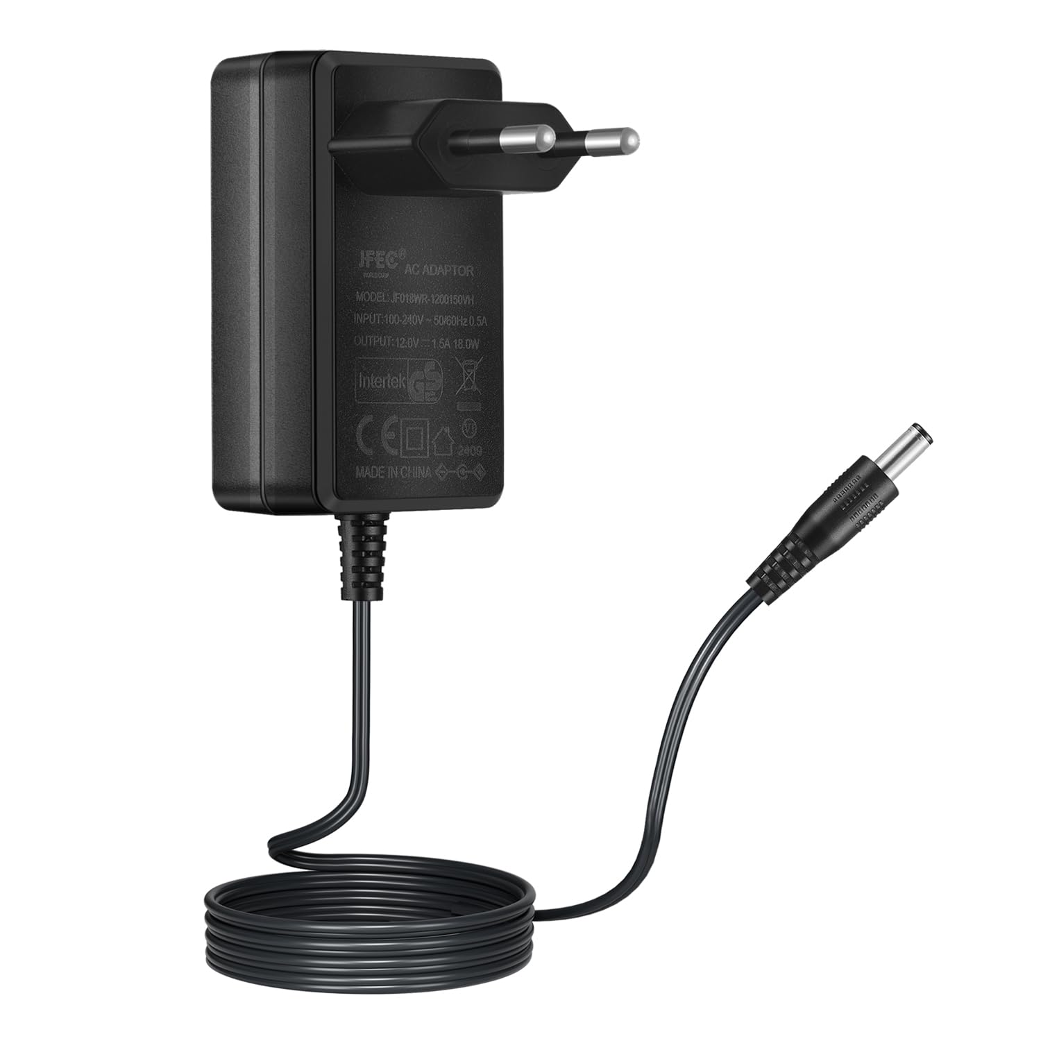 AC do DC 12 V 1,5 A zasilacz sieciowy, wtyczka 5,5 mm x 2,1 mm do kamery CCTV LED łańcuch świetlny