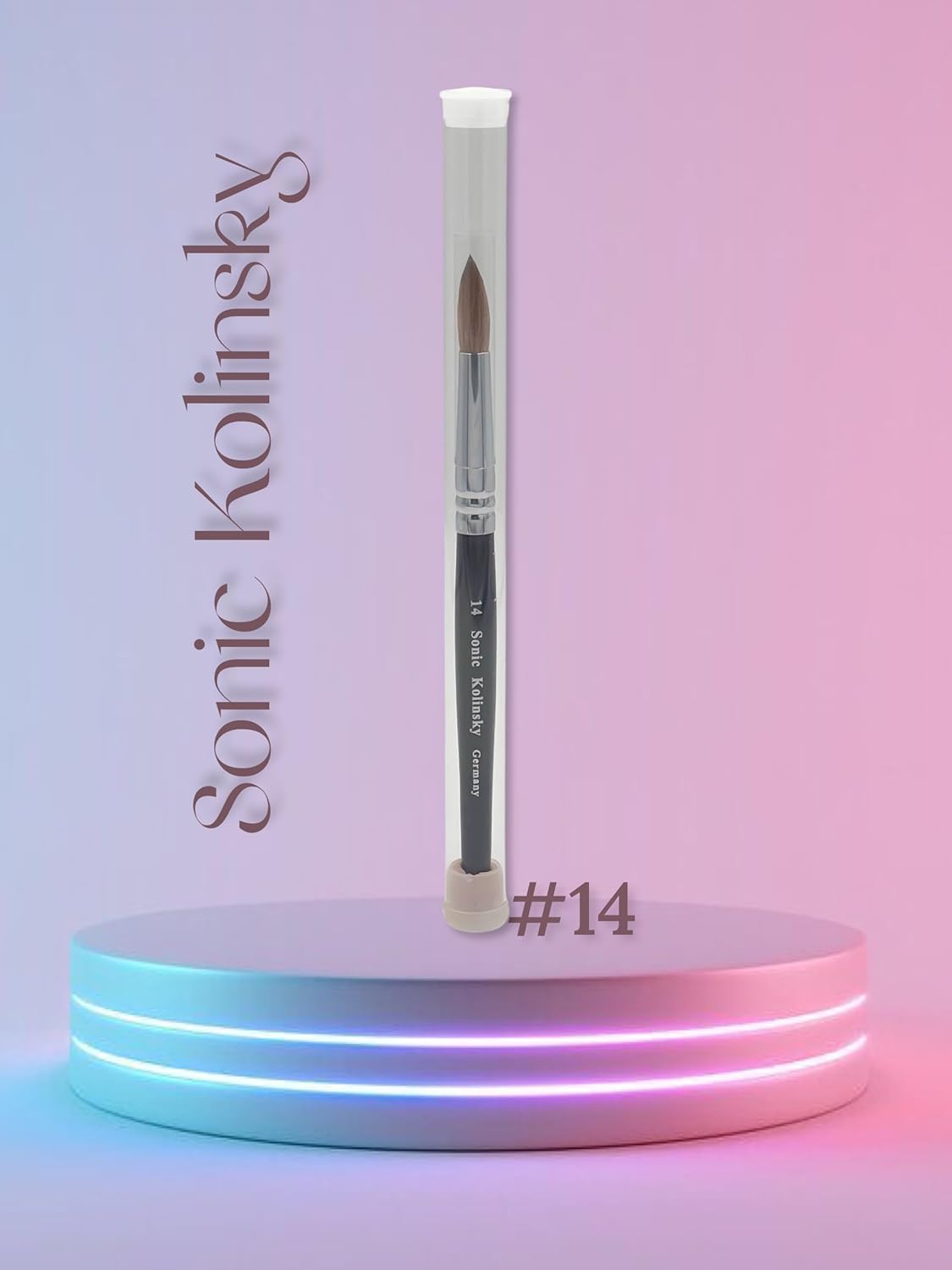 Acrylic Nail Brush Pure Kolinsky Hair Round Shape Redwood handle Size #8 to #22 Pick Your Size (Size #14)