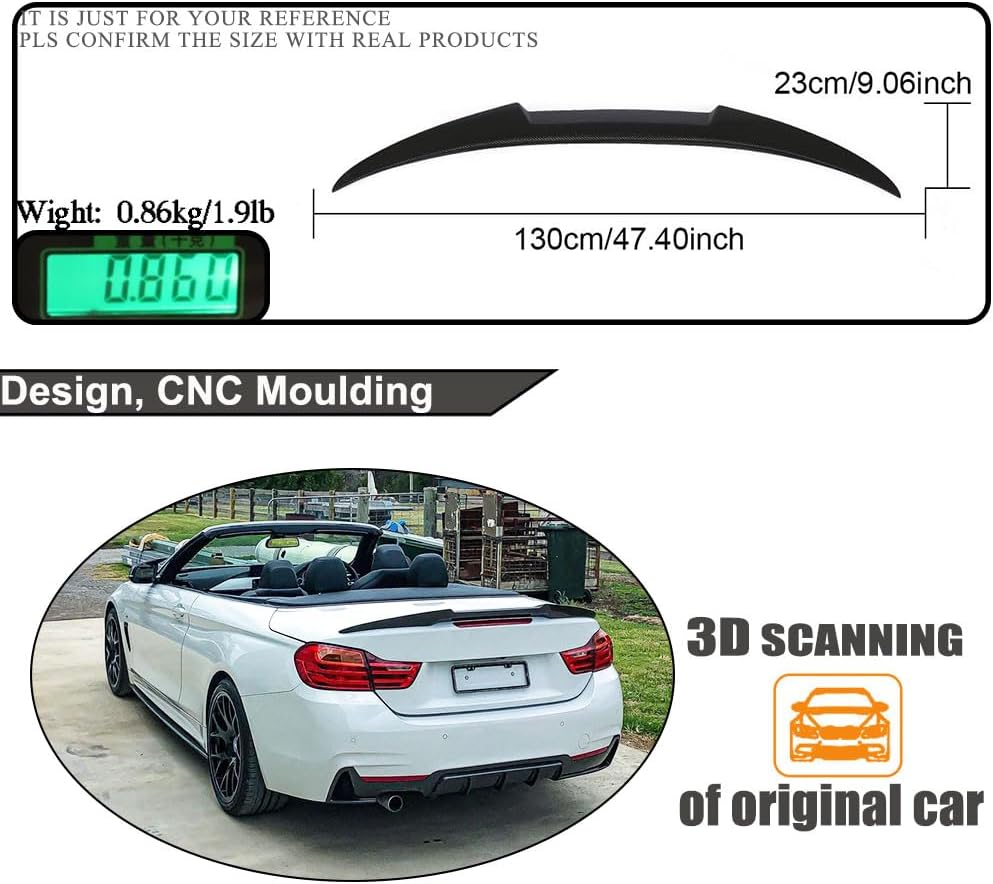 MCARCAR KIT Carbon Fiber Trunk Spoiler for BMW 4-Series F33 F83 M4 2014-2020 430i 440i 428i 435i 2 Door Convertible Rear Boot Lid Highkick Wing Lip Factory Outlet