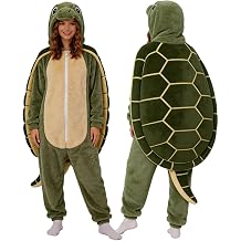 LZBXBXDA Turtle Costume Adult Animal Onesie Funny Cosplay Hooded Pajama Halloween Costumes for Women Men