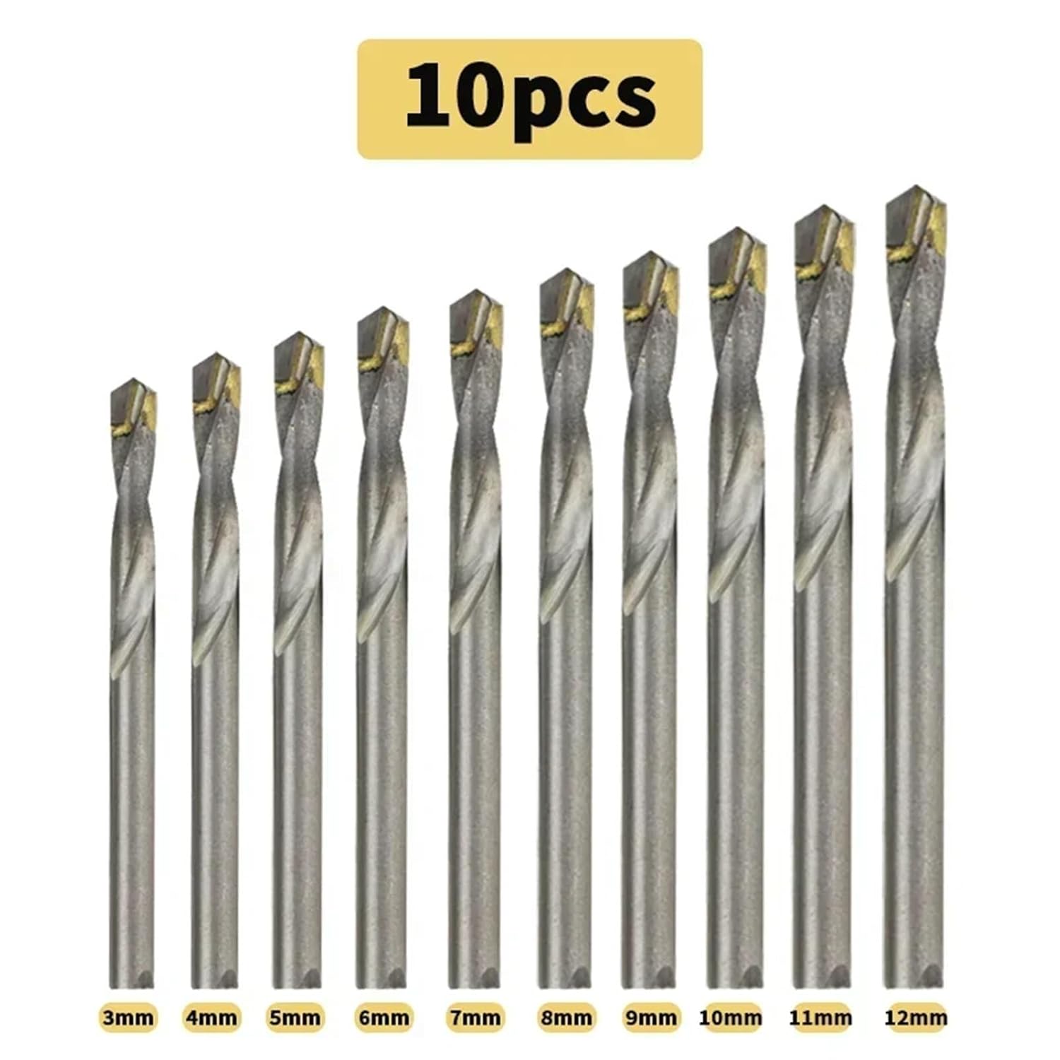 Carbide Drill Bits with Tungsten Steel Straight Shank Drill Bits are Used for Steel Iron Aluminum Alloy Ceramic 3-20mm(10pcs Different)