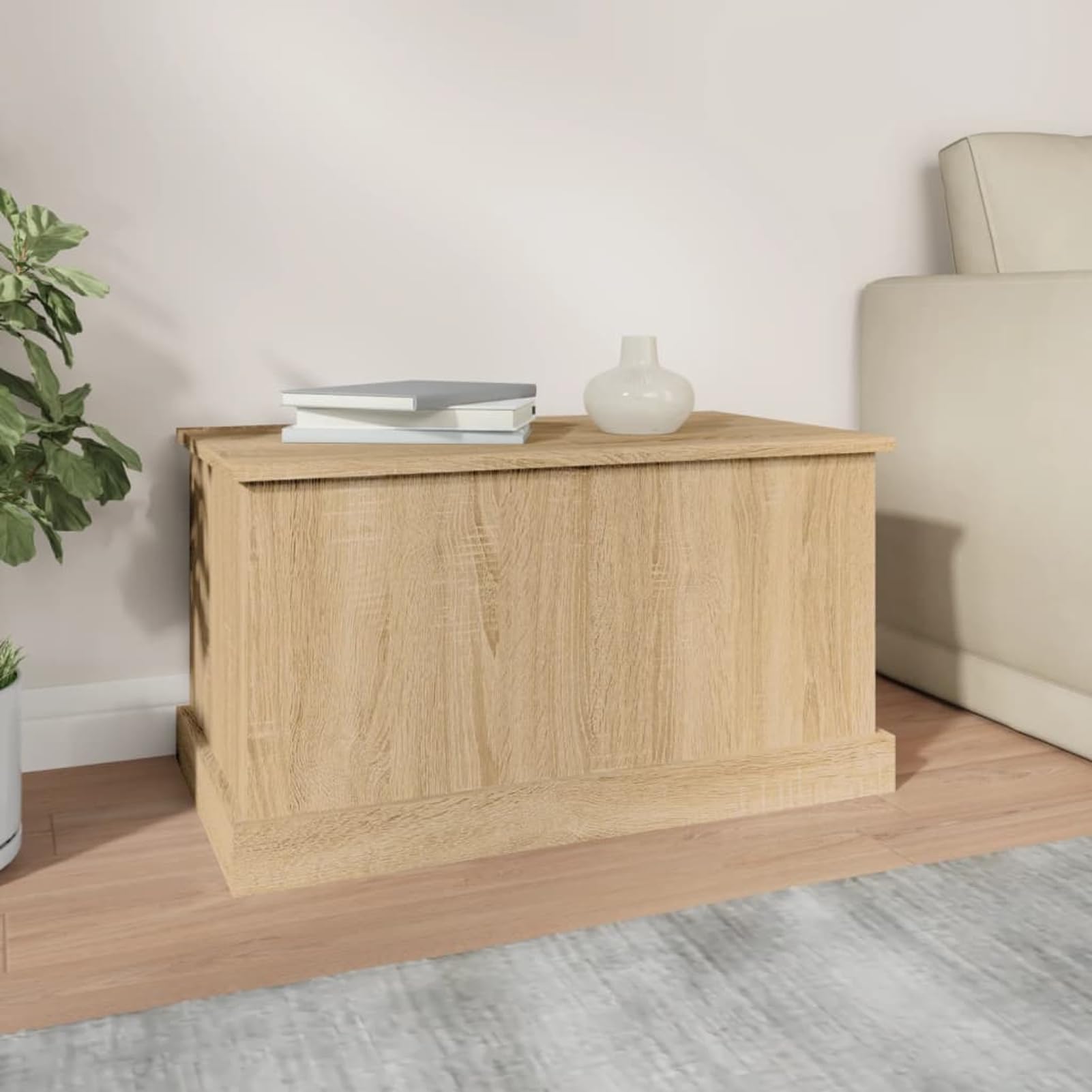 Gecheer Baúl Exterior,Cajas de almacenaje,Arcón Exterior para Jardín, Terraza o Balcón | Baúl Impermeable | Baúl para Objetos y Juguetes Madera 70 x 40 x 38 cm Roble Sonoma