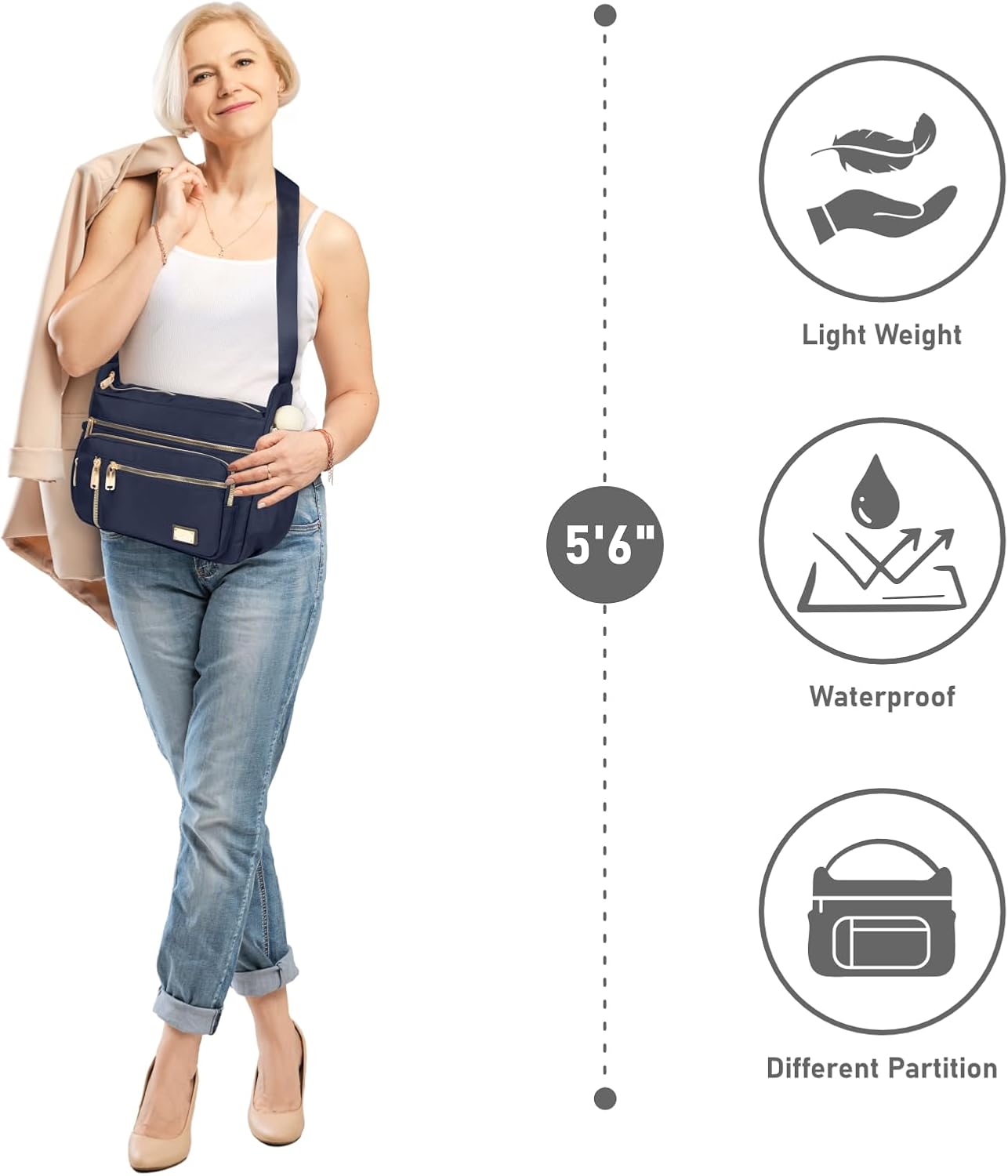 NPBAG Crossbody Bag for Women, Shoulder Purse Handbag Messenger Bag, Trendy Pocketbooks, Waterproof and Multi-Pockets - Image 7