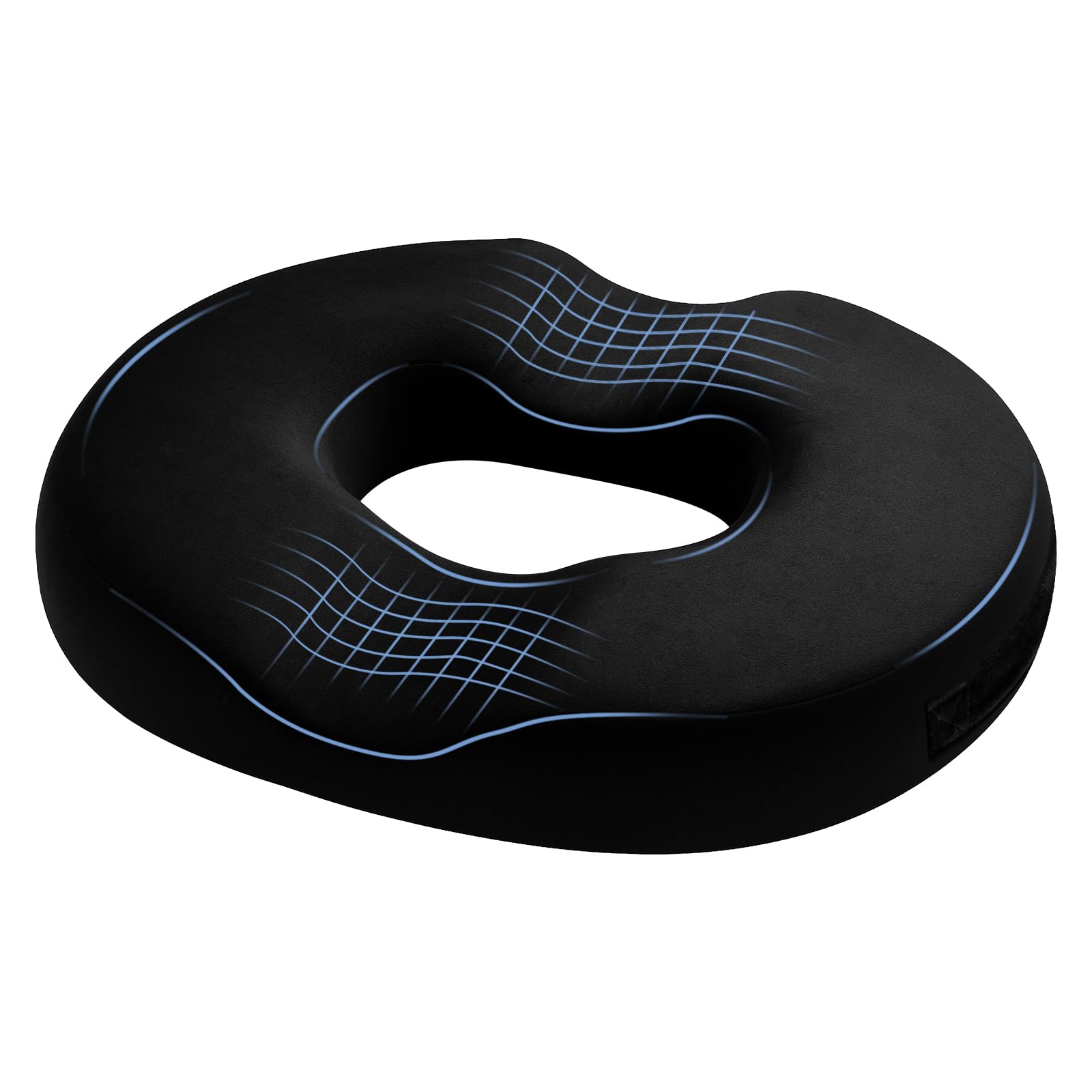 BREEZENEST Memory Foam Donut Cushion - Orthopedic Seat Cushion for Tailbone & Sciatica Pain Relief, Coccyx Cushion for Office Chair, Wheelchair, Car with Pressure Relief & Portable Design (Black)