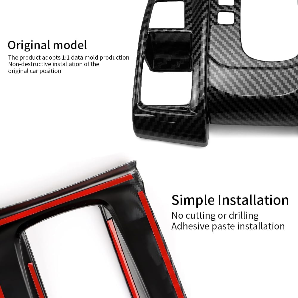 Carbon Fiber Color Car Center Console Gear Shift Box Panel Cover Gear Shift Knob Cover Auto Trim Accessories for Honda 10th Gen Civic Hatchback Sedan 2016 2017 2018 2019 2020 2021