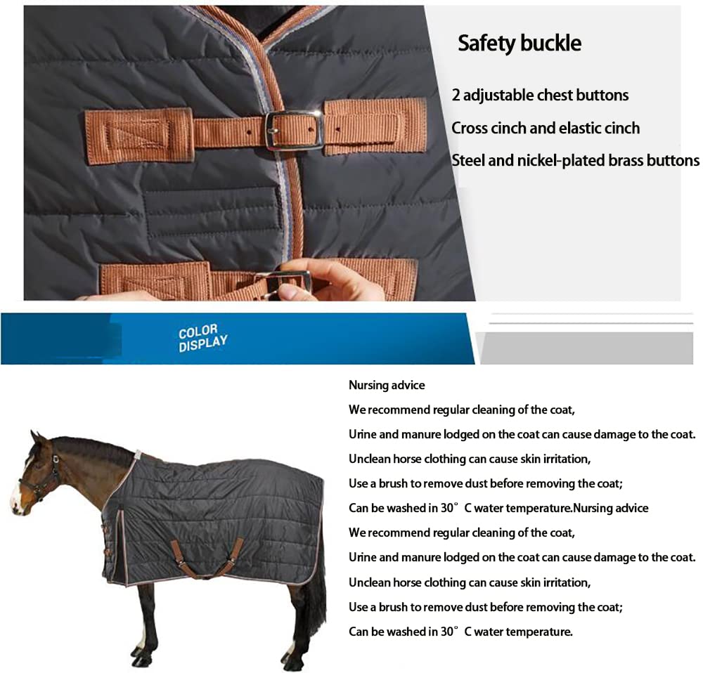 Coperta per Cavalli Invernale Coperta da Paddock per Cavallo TurnoutMorbido e Caldo Coperta Paddock Horses Blu Navy(Size:165cm)