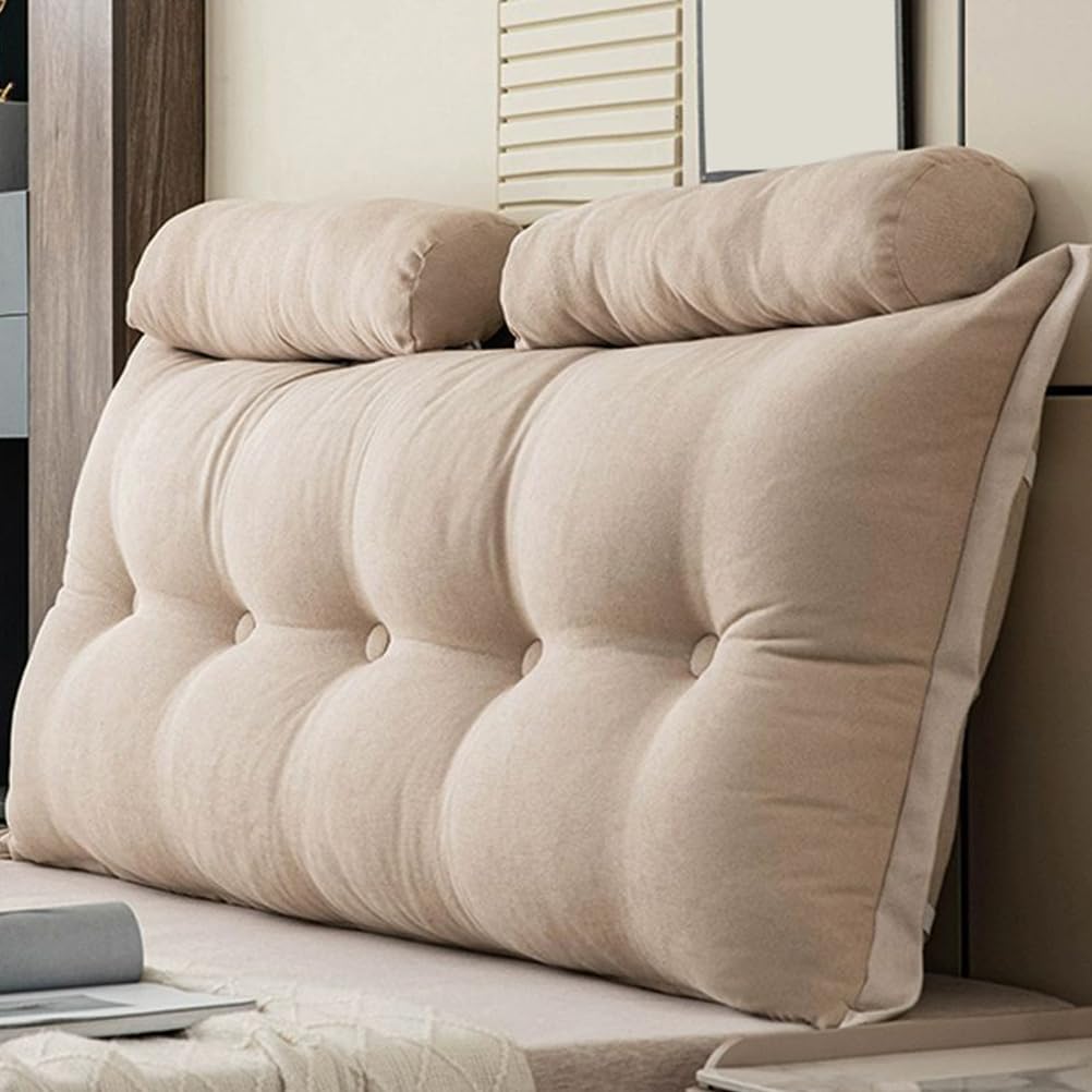 Zzyk Girls Beige1 ,King/200Cm,Large Headboard Cushion With Headrests Bedside Cushion Double Sofa Back Pillow,Removable Full Bolster Support Pillow For Bedroom Daybed Bunk Bed