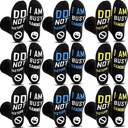 Do Not Disturb I'm Busy Gaming Socks Novelty Gamer Socks with Grip for Most People (Fresh Color Set)