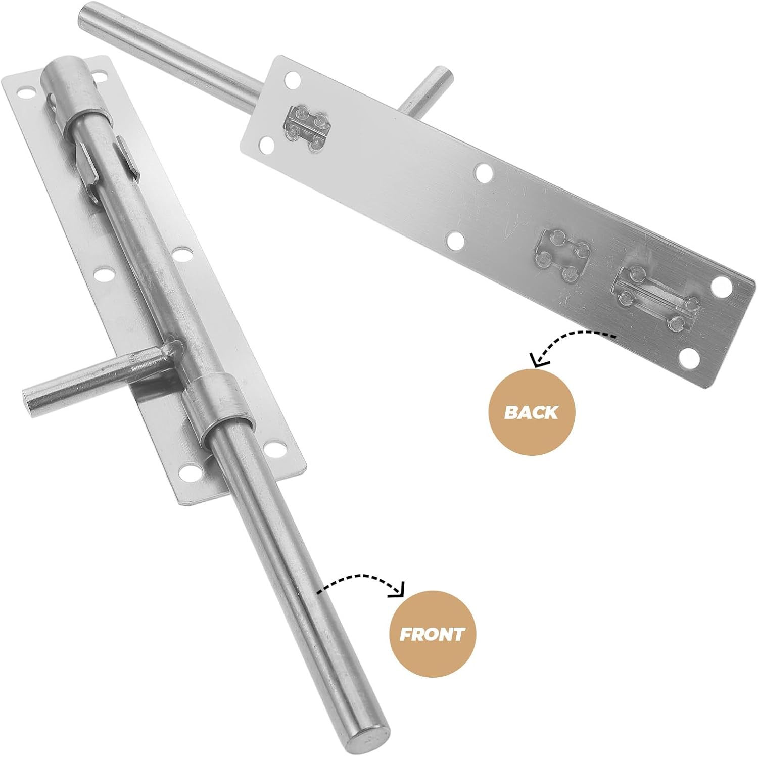 Angoily Thickened Stainless Steel Door Bolts 2Pcs Heavy Duty Gate Drop Rods for Wooden Doors Secure Sliding Bolt Lock for Outdoor Use