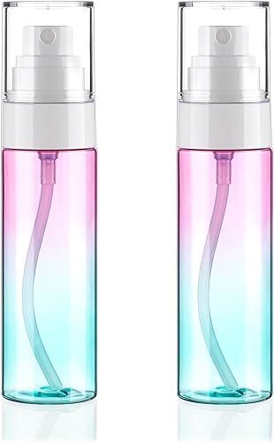 Botella de spray de niebla fina, botellas de plástico de 3.4 onzas, paquete de 2 botellas de spray de ajuste de maquillaje, aprobadas por la TSA de Hethyo